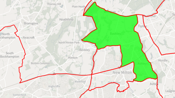 Ashley, Bashley and Fernhill ward map